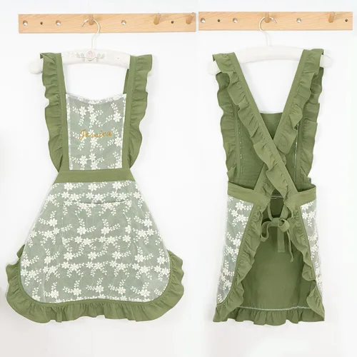Miniatura 4 de Delantal vintage para mujer con bolsillos, delantal personalizado con volantes para cocinar, hornear, limpiar, jardinería