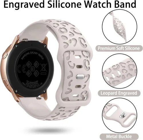 Miniatura 2 de 4 Pack de bandas grabadas con leopardo compatibles con Samsung Galaxy Watch 7/FE/6/5/4 Band 40mm 44mm, Galaxy Watch 5 Pro 45mm, Galaxy Active 2