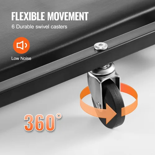 Miniatura 4 de Happybuy Enredadera mecánica de garaje de 40 pulgadas, capacidad de 300 libras, enredadera rodante automotriz con 6 ruedas y reposacabezas acolchado