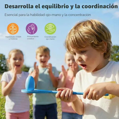 Miniatura 4 de LovesTown Juego de 12 juegos de carreras de cucharas de huevo, juegos de relé de equilibrio de madera para niños, carnaval, fiesta de cumpleaños, al
