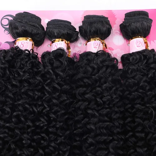 Miniatura 3 de FRELYN Rizado pelo rizado paquetes de armadura de pelo sintético paquetes 18 18 20 20 pulgadas 4 piezas/paquete color negro tejido rápido coser