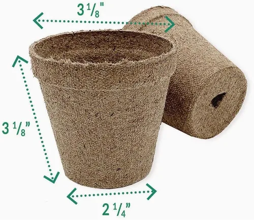 Miniatura 2 de Jiffy Macetas biodegradables orgánicas para plántulas, orificio de drenaje, 3 pulgadas, paquete de 22 unidades, turba Marrón