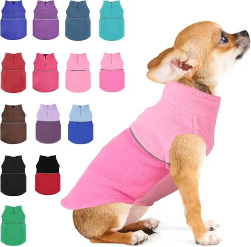 Miniatura 12 de Suéteres para perros pequeños hembra, chaleco de forro polar para perro con agujero para correa, suéter pullover cálido, chaqueta para cachorro