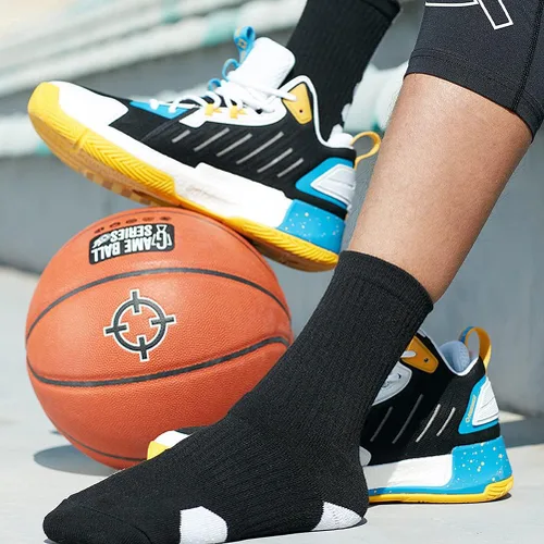 Miniatura 9 de DRASEX Calcetines deportivos para hombre, calcetines deportivos acolchados, paquete de 4 calcetines de baloncesto Elite calcetines gruesos