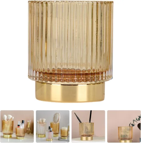 Miniatura 9 de Amber Large Glass Brush Holder Thickened Cosmetic Brush Cup Makeup Organizer Storage Container for Vanity Table, Makeup Storage Organizer for Home
