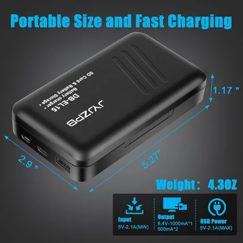 Miniatura 5 de JYJZPB EN-EL15C EN-EL15 Estación de almacenamiento de cargador de batería con ranuras para tarjetas SD USB-C Dual Charger Case with USB Output and