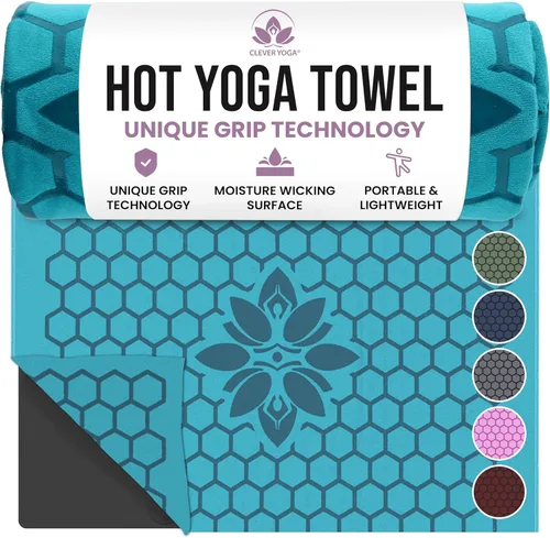 Miniatura 15 de Clever Yoga Toalla de Estera de Yoga Caliente – Agarre Antideslizante para Yoga Caliente, Absorbe el Sudor, Agarre de Silicona en Panal, Se Mantiene