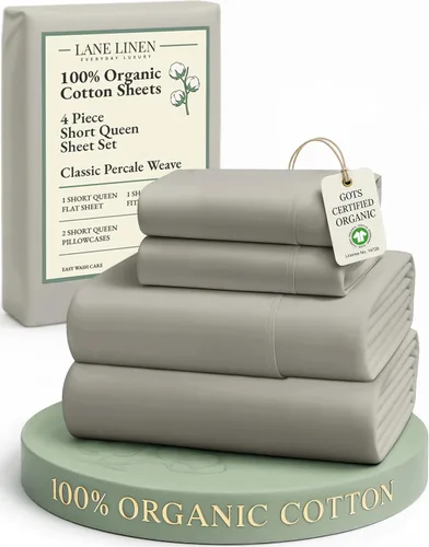Miniatura 49 de LANE LINEN Sábanas 100% algodón orgánico para cama tamaño King, sábanas de percal suave, transpirables, de lujo, estilo hotelero, lavables a 09