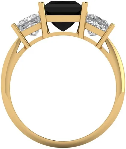 Miniatura 4 de Clara Pucci Solitario de 3 piedras de corte princesa brillante de 2.97 quilates con acento impecable de ónix negro natural VVS1 Anillo moderno