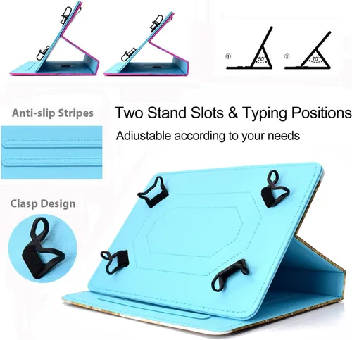 Miniatura 5 de Funda universal para tablet de 7 pulgadas, piel sintética [ranuras para tarjetas], cubierta magnética, para Samsung Galaxy Tab E/Tab A 7.0, Fire 7