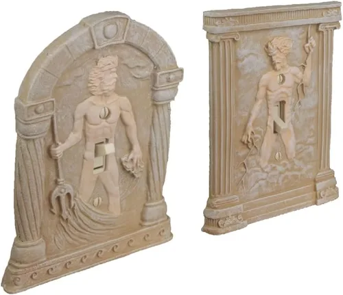 Miniatura 3 de Paquete Combo de BELLA HAUS DESIGN - Cubiertas para interruptores de luz esculpidas en 3D de Zeus y Poseidón - Placas de interruptor de palanca