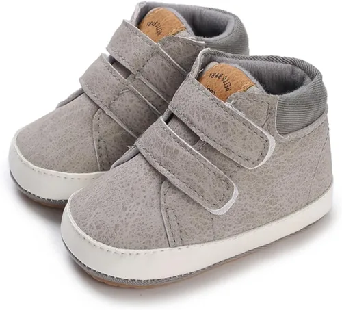 Miniatura 28 de COSANKIM Zapatos deportivos para bebé niño y niña, zapatos de tobillo altos, antideslizantes, suela suave, zapatos de cuna para niños pequeños