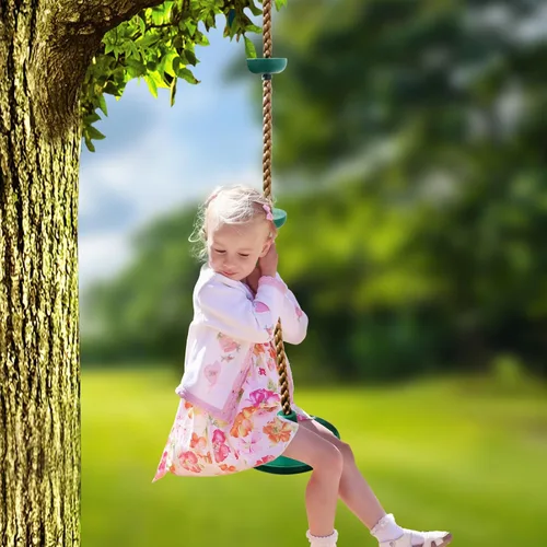 Miniatura 6 de Columpio de árbol para niños, cuerda de escalada con plataformas, juego de asiento de columpio de disco, accesorios para patio de juegos al aire