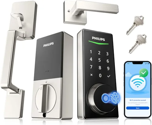 Miniatura 10 de Philips Cerradura inteligente WiFi con pantalla táctil, juego de asas, WiFi integrado, control remoto y control de voz