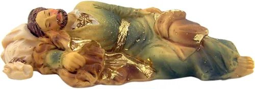 Miniatura 4 de Estatua de San José durmiente católica pintada a mano con tarjeta de oración de 4 pulgadas