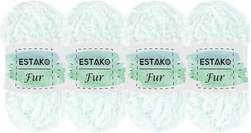 Miniatura 19 de Estako Piel 100% poliéster, suave, súper grueso, esponjoso, pelo sintético, hilo de tejer y ganchillo, 3.52 oz (100gr) 71 yardas (213.3 ft)