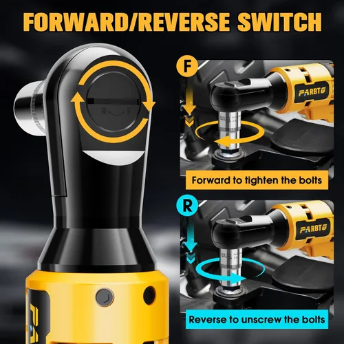 Miniatura 4 de Llave de trinquete inalámbrica de 3/8 pulgadas compatible con batería DeWalt de 20 V máximo, par alto de 74 pies (100 N.m), motor sin escobillas