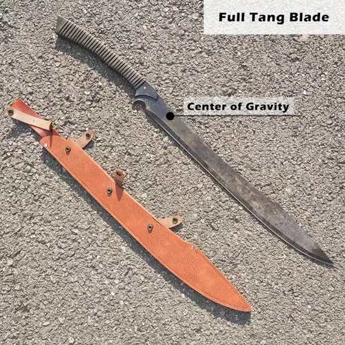 Miniatura 4 de Espada machete de acero al manganeso de espiga completa hecha a mano de 34.6 pulgadas con funda para práctica, uso al aire libre