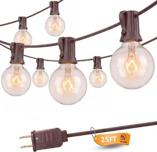 Miniatura 13 de SUNSGNE Guirnalda de luces de patio G40 impermeable de 100 pies para exteriores con 105 bombillas Edison transparentes, luces de globo para 24.9 ft