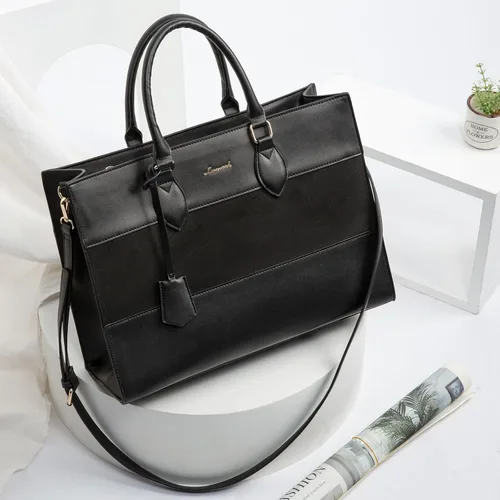 Miniatura 8 de LOVEVOOK Bolsa de mano para laptop para mujer, bolsa de trabajo, oficina, maletín para computadora con bolso de mano Negro