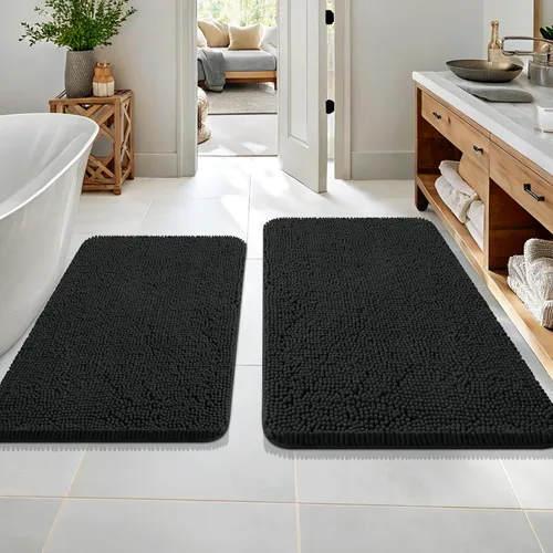 Miniatura 122 de OLANLY Juego de alfombras de baño de 2 piezas, alfombras de baño de chenilla suave y absorbente y alfombra de contorno en forma de U para inodoro