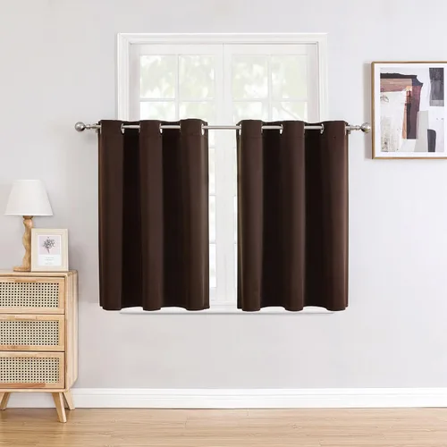 Miniatura 44 de ChrisDowa - Cortinas de cenefa pequeñas para cocina, cortinas cortas con ojales y aislamiento térmico para oscurecer la sala y habitación