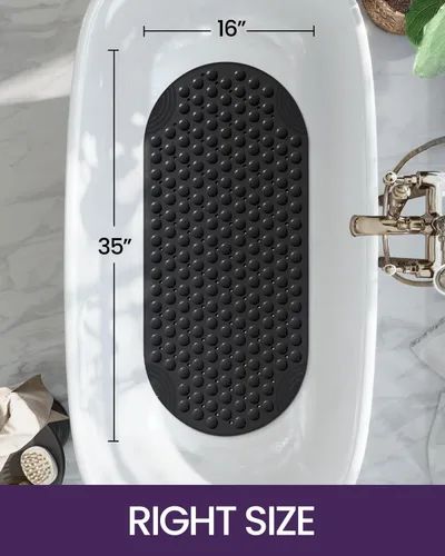 Miniatura 2 de DEXI Alfombrilla de Tina Antideslizante 16x35, Alfombrillas de Ducha para Baño y Tina, Alfombrilla de Baño Ovalada Lavable con Ventosas y Orificios