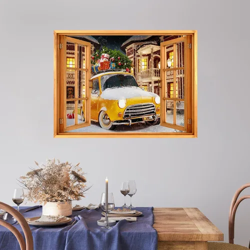 Miniatura 18 de wall26 Adhesivo de Pared Papá Noel Llevando Regalos Ventana Abierta Mural, No Se Despega y No Se Pega, Papel Tapiz No Tejido Decorativo
