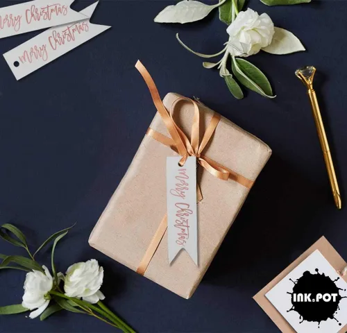 Miniatura 4 de Etiquetas de papel colgantes con texto en inglés "Merry Christmas", 50 unidades Blanco