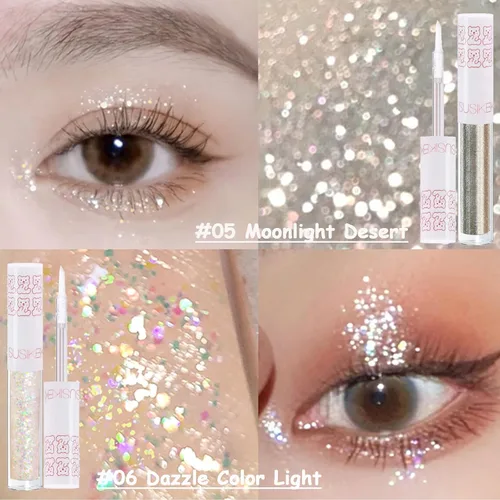 Miniatura 6 de 6 piezas de delineador de ojos con purpurina líquida, maquillaje coreano, sombra de ojos brillo bajo, maquillaje de ojos brillante para San