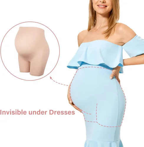 Miniatura 3 de Gratlin Fajas de maternidad sin costuras para mujer, pantalones cortos de embarazo, bragas de cintura alta, ropa interior a medio muslo