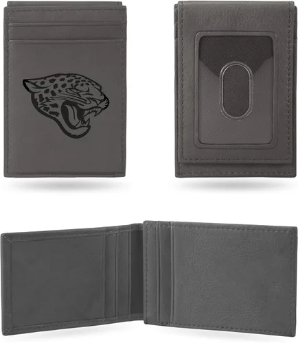 Miniatura 15 de Rico Industries - Cartera de bolsillo frontal con grabado láser NFL de fútbol, gris, compacta/cómoda/delgada