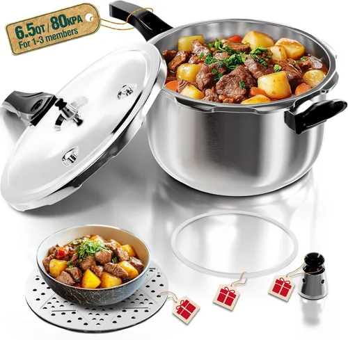 Olla a presión WantJoin de acero inoxidable 6.5 Qt, olla a presión para estufa comercial utilizada para comida a presión o cocción al vapor,