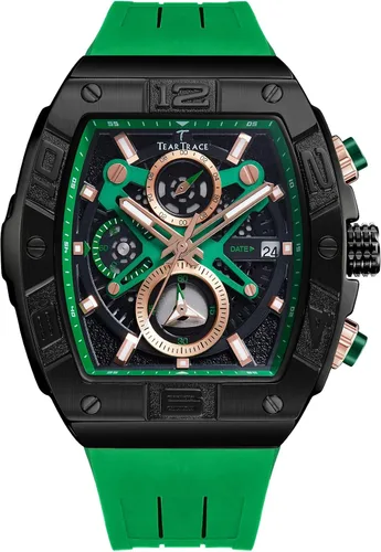 Mens Watches Analog Waterproof Fashion Date Wrist Watch, Skeleton Tonneau Watches for Men with Chronograph,Ideal for Sports Enthusiasts & Daily Wear