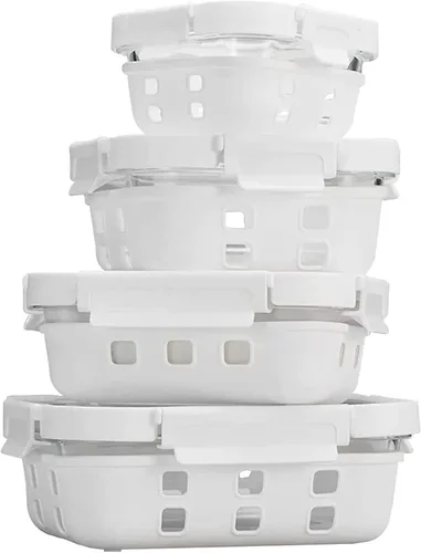 Miniatura 11 de GENICOOK Recipientes de vidrio para preparación de comidas, paquete de 5, tapas herméticas a prueba de fugas de 4.4 tazas, recipientes de vidrio