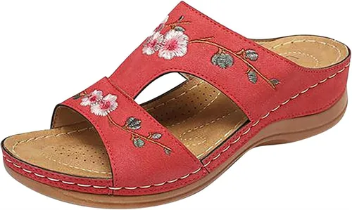 Miniatura 52 de Ladmiple Sandalias ortopédicas florales de moda 2023 con soporte de arco, zapatillas romanas casuales con puntera abierta
