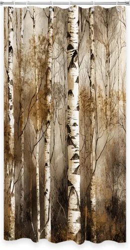 Miniatura 27 de TheBlackSpot Juego de cortinas de ducha de bosque rústico de granja, diseño botánico abstracto, abedul, naturaleza, juego de cortinas de baño