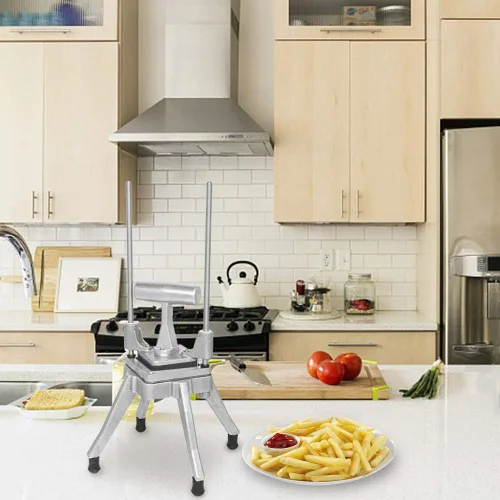 Miniatura 7 de ROVSUN Cortador de verduras comercial con 4 tamaños de cuchillas, cortador de patatas y papas fritas, cortador de frutas de acero inoxidable