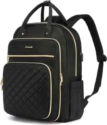 Miniatura 19 de LOVEVOOK - Mochila para portátil para mujer, resistente al agua, mochila de trabajo y viaje, con monedero, elegante, mochila de negocios, mochila