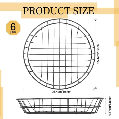 Miniatura 2 de Tioncy 6 cestas de alambre de metal ovaladas cromadas de 9.5 x 6.2 x 2.2 pulgadas para servir pan, contenedor decorativo para sándwiches, cesta