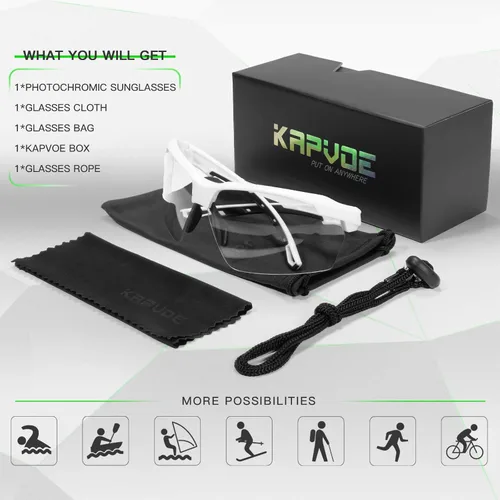 Miniatura 6 de KAPVOE Photochromic Sports Sunglasses for Men Women Cycling Sunglasses UV400 Protection MTB BMX Running Riding Bike K87 05