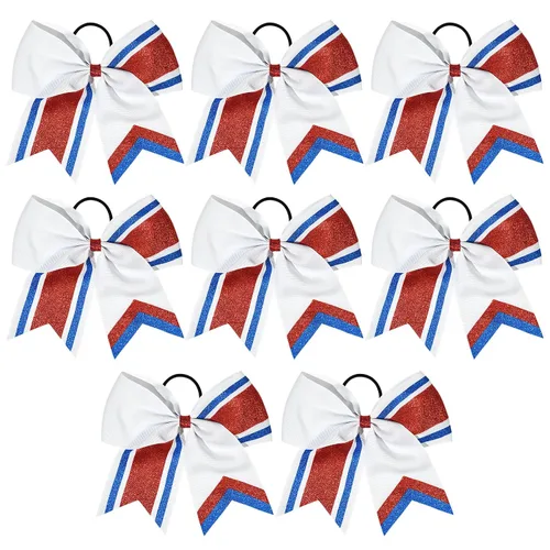 Miniatura 24 de 8 lazos de animación con brillantina, grandes lazos negros para animar, lazos para el pelo para niñas de 8 pulgadas, banda elástica a granel