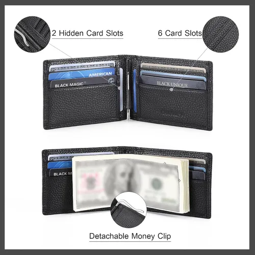 Miniatura 3 de Billetera para hombre billetera pequeña con bolsillo frontal bloqueo RFID carteras delgadas de cuero de grano superior tarjetero para tarjetas
