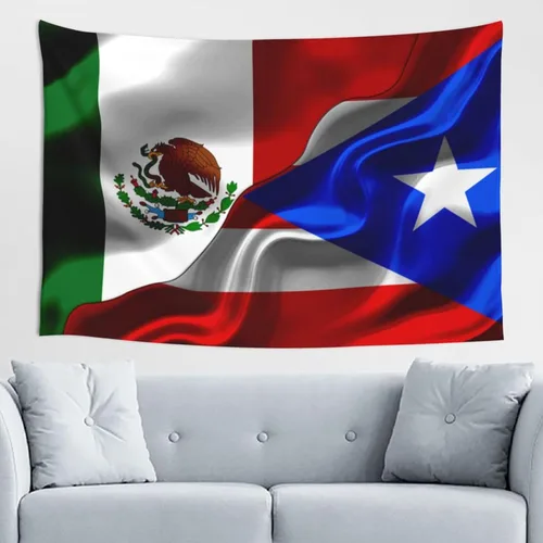 Miniatura 14 de Tapiz de bandera de Jamaica Puerto Rico y Jamaica, 60 x 40 pulgadas, divertido tapiz estético, arte de pared para dormitorio, sala de estar, colgar