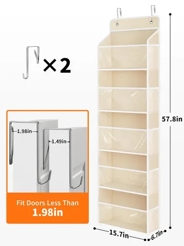 Miniatura 2 de JARLINK Organizador de almacenamiento de juguetes de animales de peluche, organizador sobre la puerta con ventanas transparentes, capacidad de carga