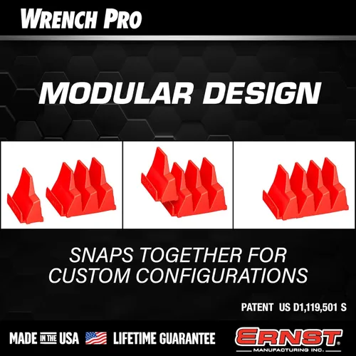 Miniatura 5 de Ernst Manufacturing Wrench Pro - Organizador modular de llaves para 40 herramientas con base magnética, fabricado en los Estados Unidos Negro