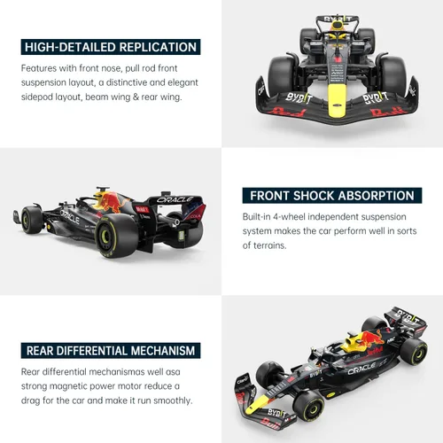 Miniatura 6 de RASTAR Red Bull F1 - Coche RC a escala 1/18 - Oracle Racing 2022 Mando a distancia Fórmula 1 RB18 Modelo Sergio Pérez - Azul oscuro 2.4G para niños