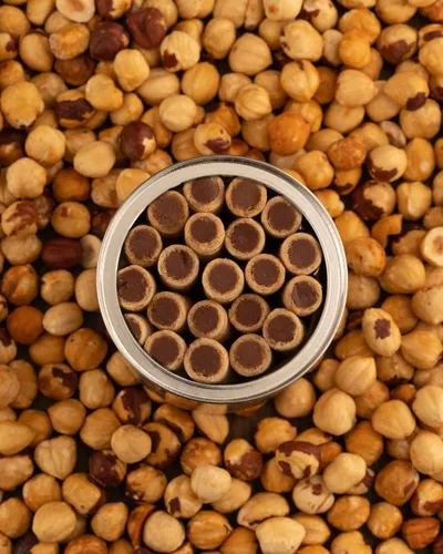 Miniatura 8 de Pirucream Obleas enrolladas con avellana de chocolate, alcalina orgánica 100% cacao, sin grasas trans, conservantes, colorantes o aditivos y sin