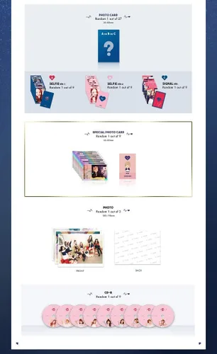 Miniatura 3 de Twice - Signal [Random ver.] (4º Mini álbum) CD+88p Photobook+1Photocard+1Photocard+1 Photocard especial+1 Foto+Juego de tarjetas de fotos extra