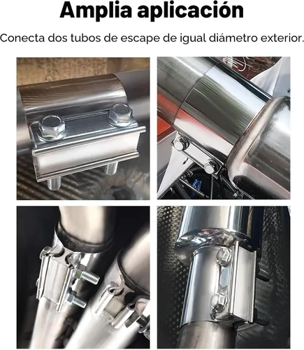 Miniatura 7 de EVIL ENERGY Abrazadera de escape de 2.5 pulgadas, acoplador de manguito de abrazadera de banda de unión a tope de acero inoxidable para tubos de OD